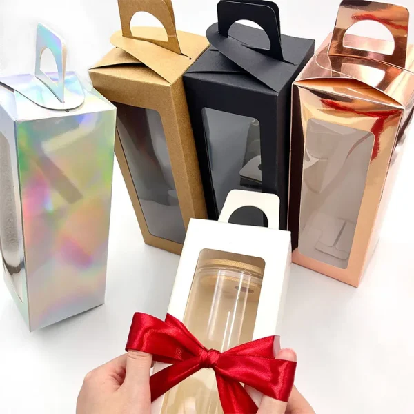 5pcs Gift Boxes with 1roll 24 Yard Ribbon for Sublimation Glass Exhibition Box for 12 Oz-25 Oz Tumbler Gift Box for Sublimation 2