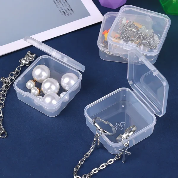 12/6PCS Mini Plastic Storage Box Transparent Jewelry Storage Box Container Portable Earring Ring Earplugs Packaging Storage Case 4
