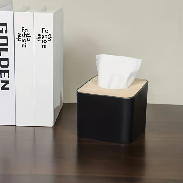 1pc/2pcs-Nordic Style Plastic Tissue Box with Wooden Cover - Paper Box for Restaurants and Rooms - Tissue Storage 3