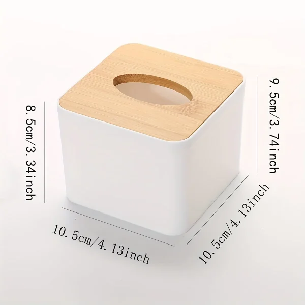 1pc/2pcs-Nordic Style Plastic Tissue Box with Wooden Cover - Paper Box for Restaurants and Rooms - Tissue Storage 5