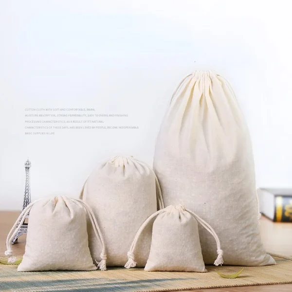 10pcs Cotton Bags Gift Drawstring Pouch Gift Box Packaging Bags Gift Linen Bags Jewelry Display Xmas Wedding Sack Burlap Bag Diy 2