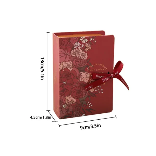 5pcs Book Shape Gift Box ith Ribbon Paperboard Candy Chocolate Present Packaging Box for Wedding Birthday Mother's Day 2