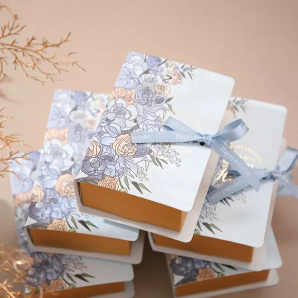 5pcs Book Shape Gift Box ith Ribbon Paperboard Candy Chocolate Present Packaging Box for Wedding Birthday Mother's Day 4