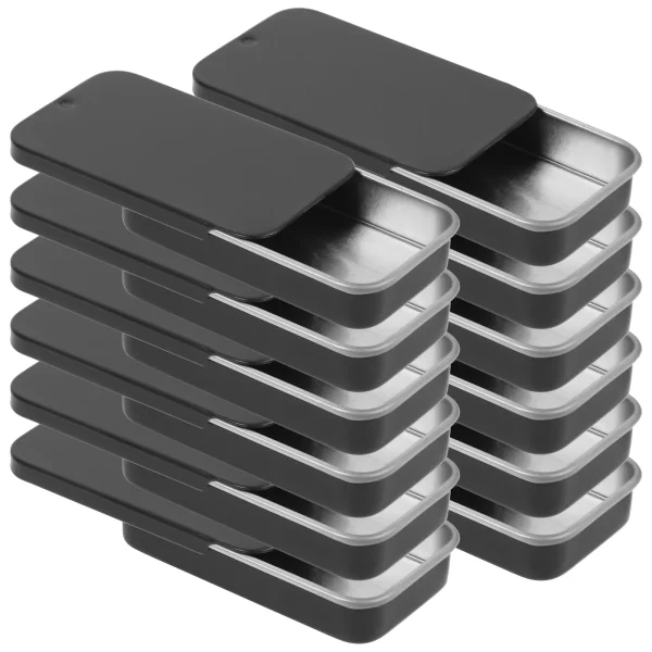 12 Pcs Slide Tin Box Iron Containers with Lids Portable Metal Multi-function Candy Boxes Small Balm Mini Organizer Tins Pocket 1