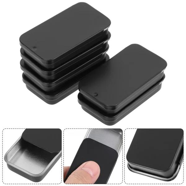 12 Pcs Slide Tin Box Iron Containers with Lids Portable Metal Multi-function Candy Boxes Small Balm Mini Organizer Tins Pocket 4