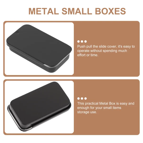 12 Pcs Slide Tin Box Iron Containers with Lids Portable Metal Multi-function Candy Boxes Small Balm Mini Organizer Tins Pocket 6