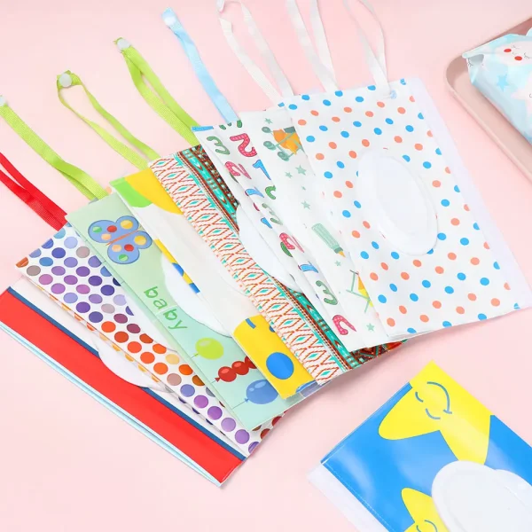 Snap Strap Portable Baby Wet Wipes Bag Tissue Box Container Eco-friendly Easy-carry Clamshell Cosmetic Cleaning Cases 24*13.5cm 3
