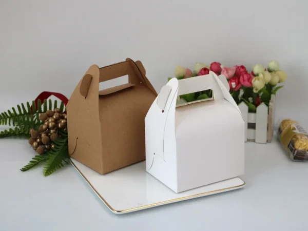 10Pcs Kraft Paper Portable Cake Boxes Gift Candy Packing Bags Party Favors Box for Wedding Birthday Baptism Party Supplies 1