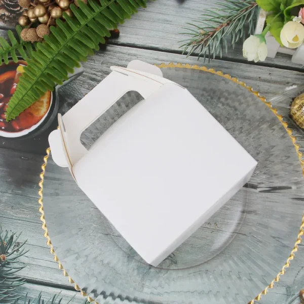 10Pcs Kraft Paper Portable Cake Boxes Gift Candy Packing Bags Party Favors Box for Wedding Birthday Baptism Party Supplies 4