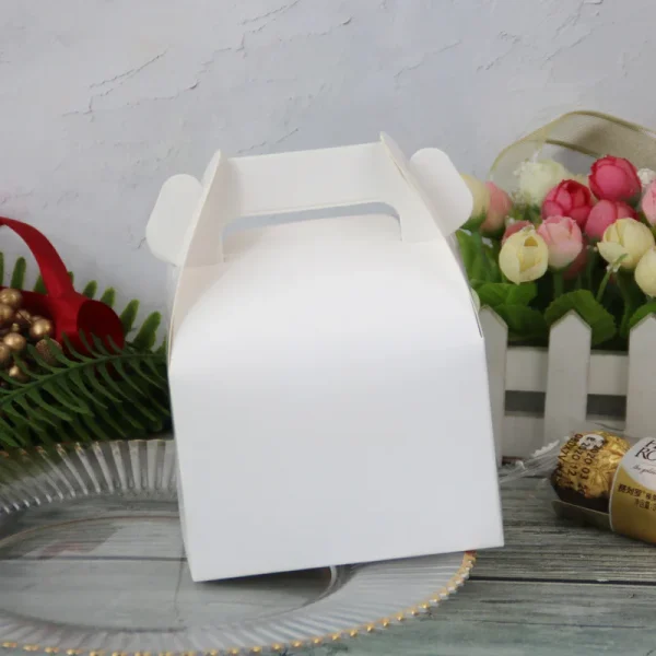 10Pcs Kraft Paper Portable Cake Boxes Gift Candy Packing Bags Party Favors Box for Wedding Birthday Baptism Party Supplies 6