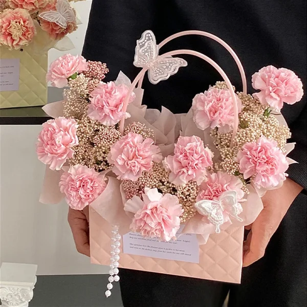 2025 New Reusable Waterproof Flower Tote Bag Eco Friendly Wedding Party Favors Gift Box Portable Bouquet Packaging Decorations 6