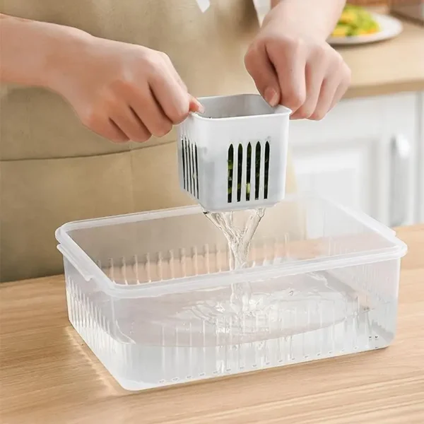 Refrigerator Storage Box 4/6 Grid Food Vegetable Fruit Storage Box Fridge Organizer Drain Basket Meat Onion Ginger Clear Crisper 4