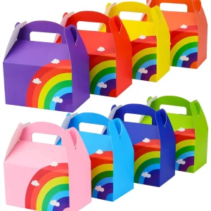 16 PCs Rainbow Party Favor Paper box, 6*3.5*3.5 Inch, Food Safe Kraft Paper and Ink, Natural (Biodegradable), Vivid Colored,Give Away Bags. 1