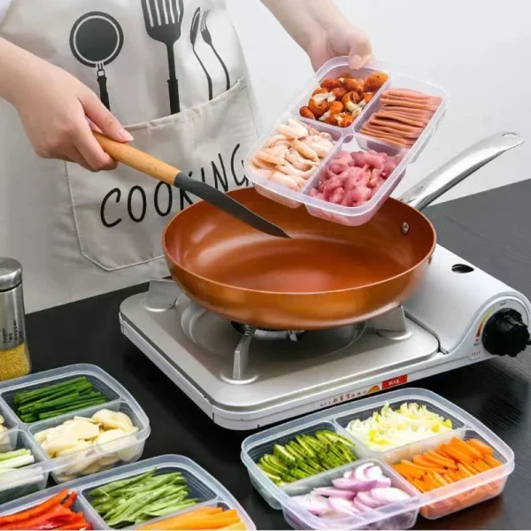 4 Grids Food Preservative Box Compartment Fruit Vegetable Storage Box Refrigerator Organizer Sub-Packed Meat Onion Ginger 2