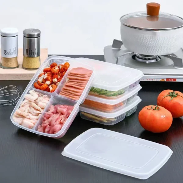 4 Grids Food Preservative Box Compartment Fruit Vegetable Storage Box Refrigerator Organizer Sub-Packed Meat Onion Ginger 3