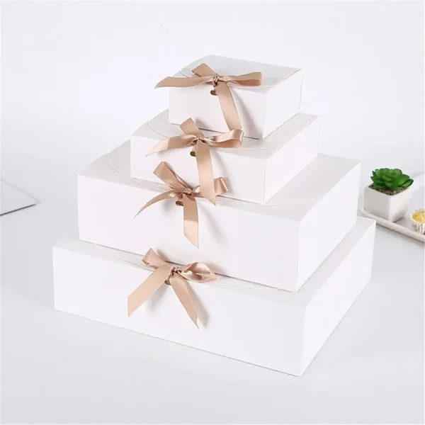 1pcs Square Kraft Paper Box Cardboard Package Valentine's Day Gift Candy Storage Boxes With Ribbons Gift Bag Pouches 5