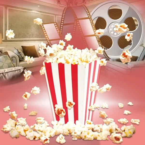 12pcs Popcorn Box Buckets Movie Night Fries Cup Snack Containers Birthday Party Supplies Wedding Christmas Carnival Stripes Bags 2