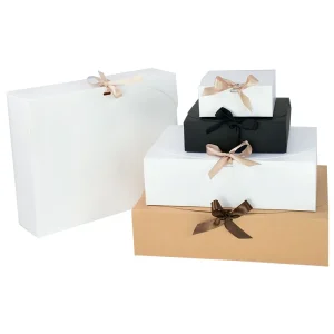 White Black Kraft Paper Box with Ribbon Bow Gift Candy Cookie Packaging Wedding Birthday Gifts T-shirt Package Boxes Supplies 1