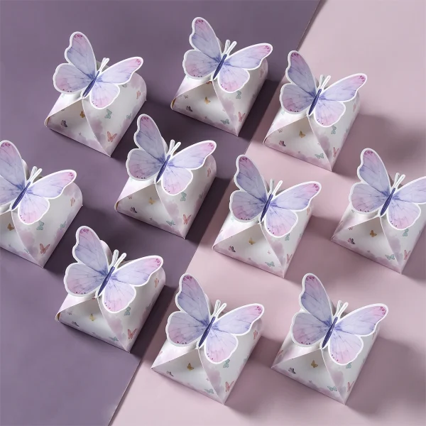 Purple Butterfly Candy Gift Box Happy Birthday Party Decor Kids Girl Butterfly Wedding Birthday Party Supplies Baby Shower Decor 1
