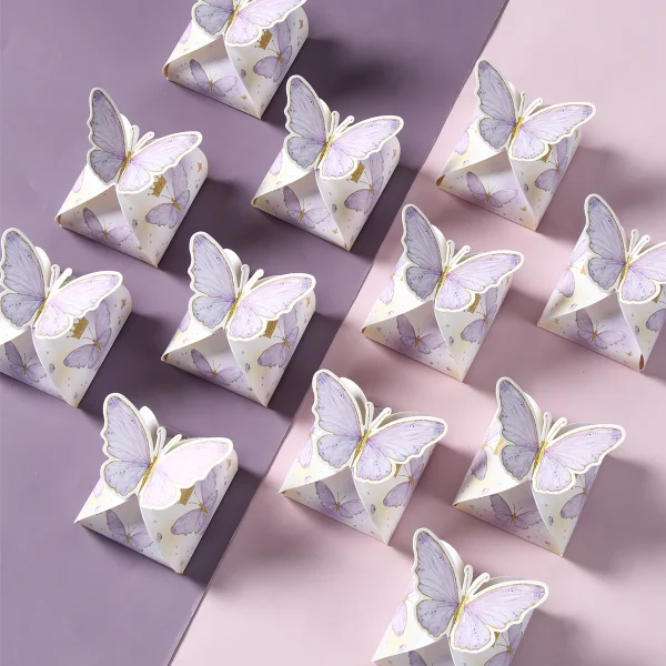 Purple Butterfly Candy Gift Box Happy Birthday Party Decor Kids Girl Butterfly Wedding Birthday Party Supplies Baby Shower Decor 2
