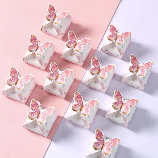 Purple Butterfly Candy Gift Box Happy Birthday Party Decor Kids Girl Butterfly Wedding Birthday Party Supplies Baby Shower Decor 3