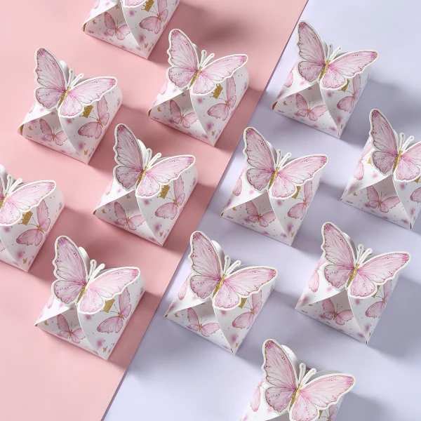 Purple Butterfly Candy Gift Box Happy Birthday Party Decor Kids Girl Butterfly Wedding Birthday Party Supplies Baby Shower Decor 4