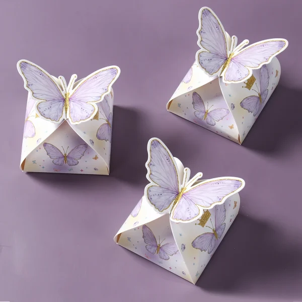 Purple Butterfly Candy Gift Box Happy Birthday Party Decor Kids Girl Butterfly Wedding Birthday Party Supplies Baby Shower Decor 5