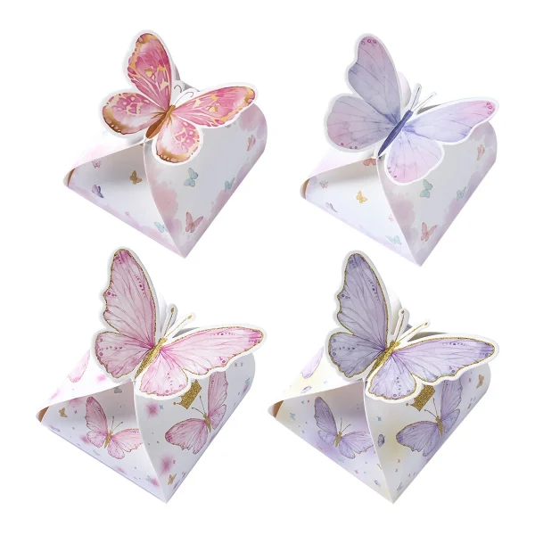 Purple Butterfly Candy Gift Box Happy Birthday Party Decor Kids Girl Butterfly Wedding Birthday Party Supplies Baby Shower Decor 6