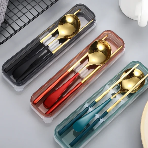 1PC Travel Outdoor Reusable Wheat Straw Tableware Empty Box School Home Slot Design Practical Cutlery Transparent Cover 2
