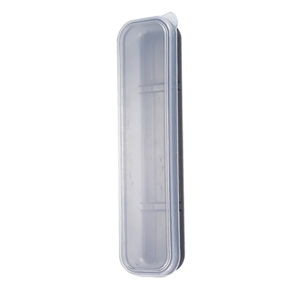 1PC Travel Outdoor Reusable Wheat Straw Tableware Empty Box School Home Slot Design Practical Cutlery Transparent Cover 5