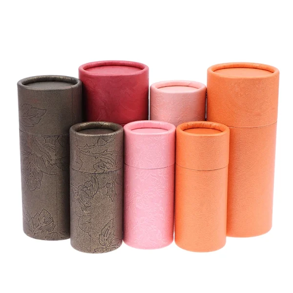 Round Cardboard Gift Box Kraft Paper Tube Boxes Cosmetic Essential Oil Bottle Packaging Box Lipstick Perfume Packaging 2