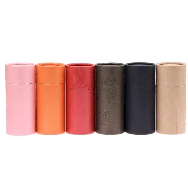 Round Cardboard Gift Box Kraft Paper Tube Boxes Cosmetic Essential Oil Bottle Packaging Box Lipstick Perfume Packaging 3