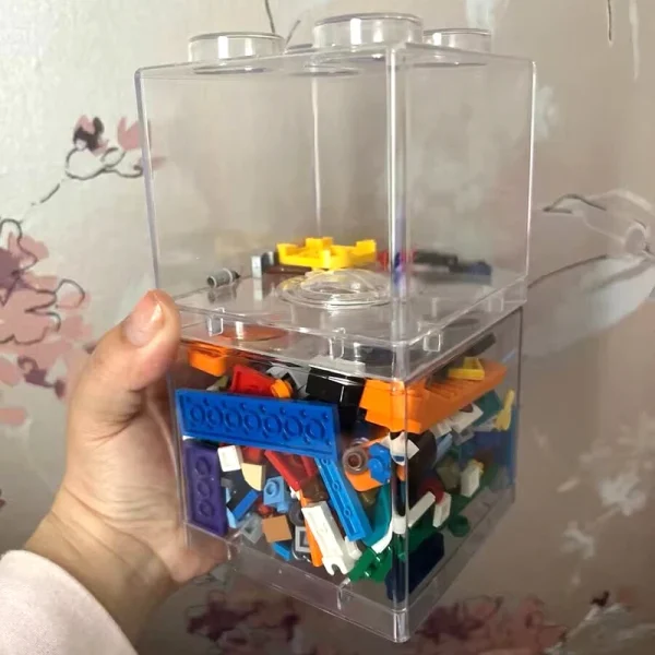 Building Block Toy Storage Box Transparent Plastic Block-Shaped Piggy Bank Coin Storage Box Stackable Sundries Storage Tank 2