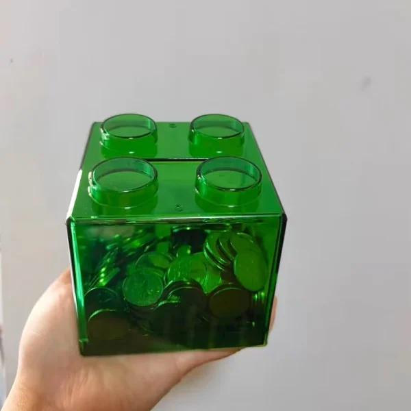 Building Block Toy Storage Box Transparent Plastic Block-Shaped Piggy Bank Coin Storage Box Stackable Sundries Storage Tank 5