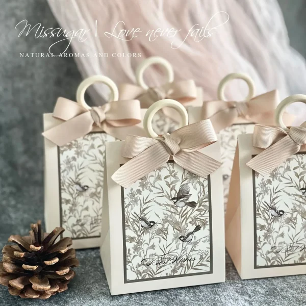 Flowers Birds and Forest Wedding Candy Box with Wooden Ring DIY Favors Birthday Party Jelwery Gift Packing Box Empty Paper Boxes 1