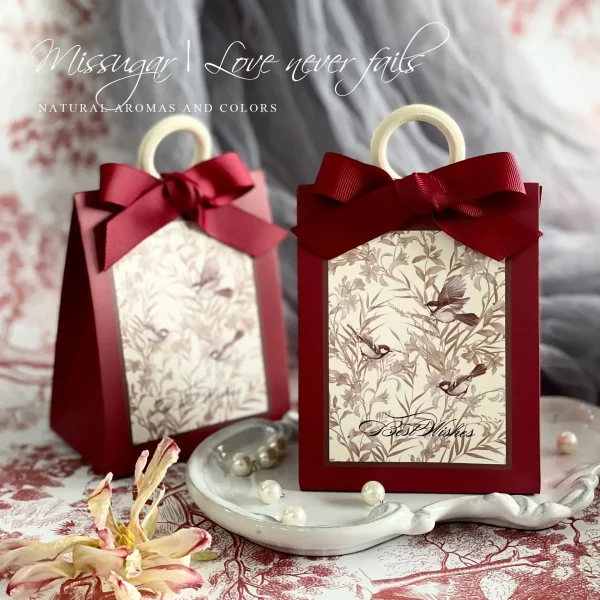 Flowers Birds and Forest Wedding Candy Box with Wooden Ring DIY Favors Birthday Party Jelwery Gift Packing Box Empty Paper Boxes 2