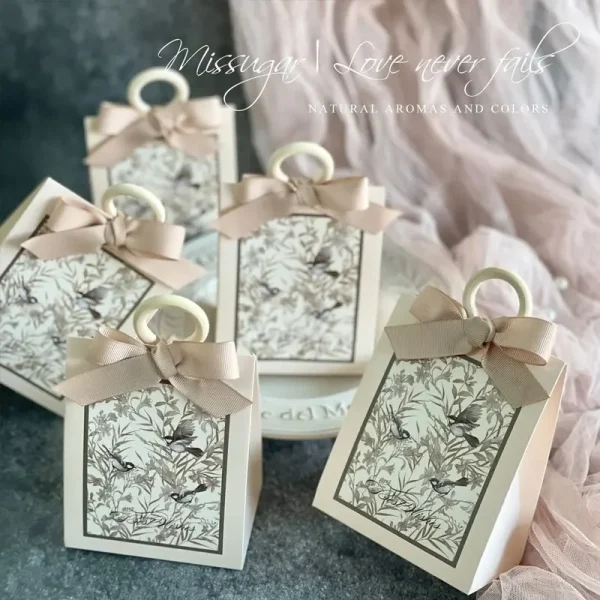 Flowers Birds and Forest Wedding Candy Box with Wooden Ring DIY Favors Birthday Party Jelwery Gift Packing Box Empty Paper Boxes 3