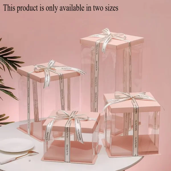 5PCS Ins Transparent Packaging Cake Box Plastic Large Cake Box Packing Supplies Birthday Wedding Sweets Bakery Wrapping Box 6