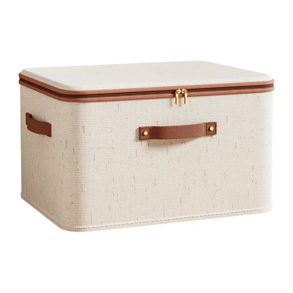Linen Zipper Storage Boxes, Non-Woven Fabric Clothing Organizer Bins for Home Bedroom Closet Organization,Include Good Helpers 6