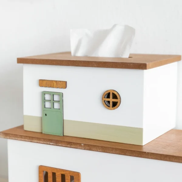 Creative Wooden Tissue Box Cover Rectangular Tissue Holder Dispenser Paper Cover Case Napkin Holder for Home Room Office Decor 4
