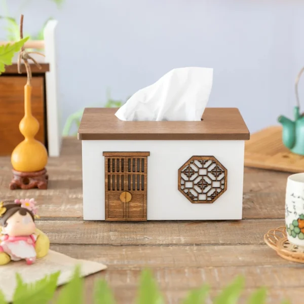 Creative Wooden Tissue Box Cover Rectangular Tissue Holder Dispenser Paper Cover Case Napkin Holder for Home Room Office Decor 5