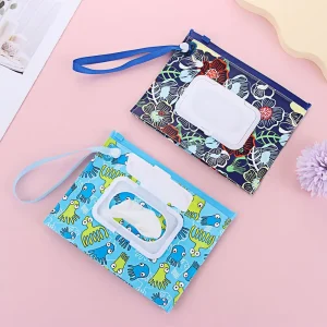 1Pcs Portable Wet Wipes Bag Flip Cover Tissue Box Cosmetic Pouch Baby Product Snap-Strap Carrying Case Stroller Accessories 1