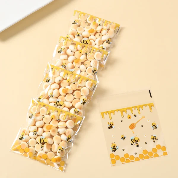 50/100pcs Bee Self Sealing Bags Little Bee Theme Party Cookie Packaging Box Baby Shower Bee Gift Bag Birthday Party Decoration 1
