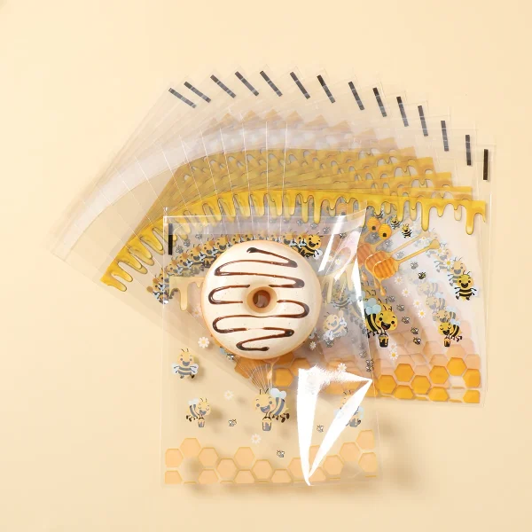 50/100pcs Bee Self Sealing Bags Little Bee Theme Party Cookie Packaging Box Baby Shower Bee Gift Bag Birthday Party Decoration 3