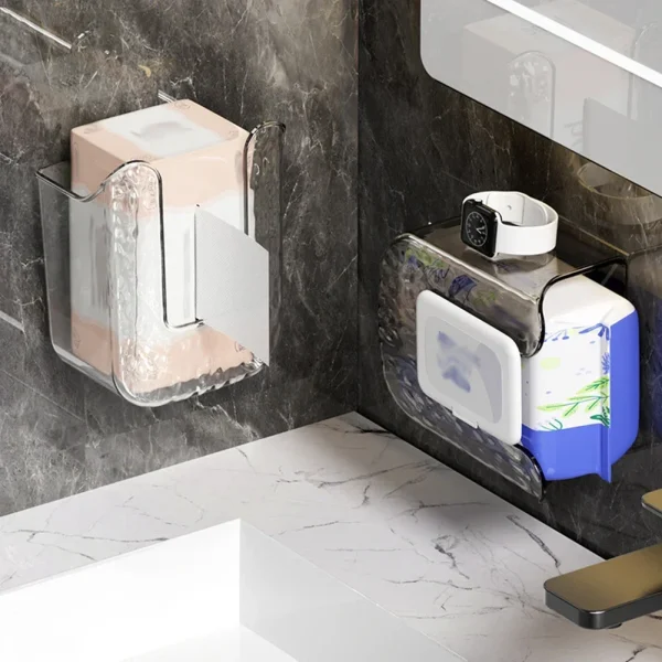 Wet wipe box Wall Mounted Wipe Tissue Organiser Box Self-Adhesive Paper Towel Dispenser for Kitchen Bathroom 2