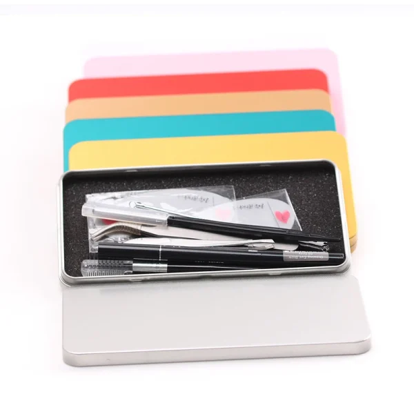 Tin Mouth Box Beauty Tool Tempered Film Mobile Phone Case Iron Box Eyelashes Tweezers Makeup Brush Pedicure Packaging Box 5