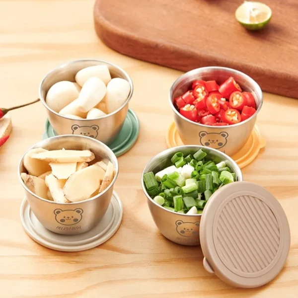 with Sealed Lid Seasoning Box Portable Leak-proof Silicone Cover Sauce Cup 304 Stainless Steel Small Storage Box 2