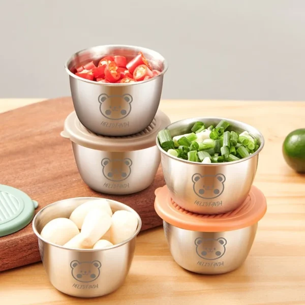 with Sealed Lid Seasoning Box Portable Leak-proof Silicone Cover Sauce Cup 304 Stainless Steel Small Storage Box 4