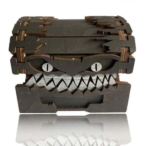 Dungeons & Dragons Treasure Chest Monster Figure - Dice Storage And Wooden Craft Collectible Display, storage box, coin box. 1