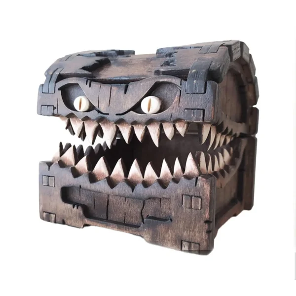 Dungeons & Dragons Treasure Chest Monster Figure - Dice Storage And Wooden Craft Collectible Display, storage box, coin box. 2
